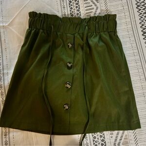 SHEIN Green Ruched Tie Front Mini Skirt